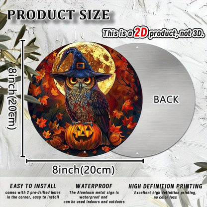 Halloween Owl Metal Sign Spooky Home Decor-MoonChildWorld
