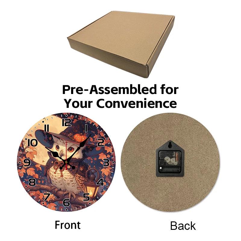 Halloween Owl Wooden Wall Clock-MoonChildWorld