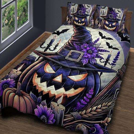 Halloween Pumpkin Witchy Quilt Bedding Set-MoonChildWorld
