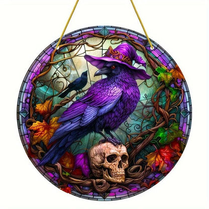 Halloween Purple Raven Suncatcher Gothic Crow Window Decor-MoonChildWorld