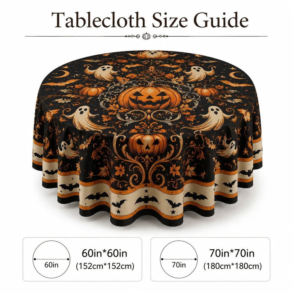 Halloween round tablecloth with full coverage spooky decor