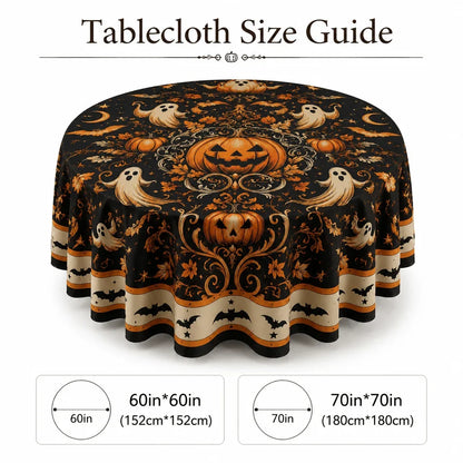 Halloween round tablecloth with full coverage spooky decor