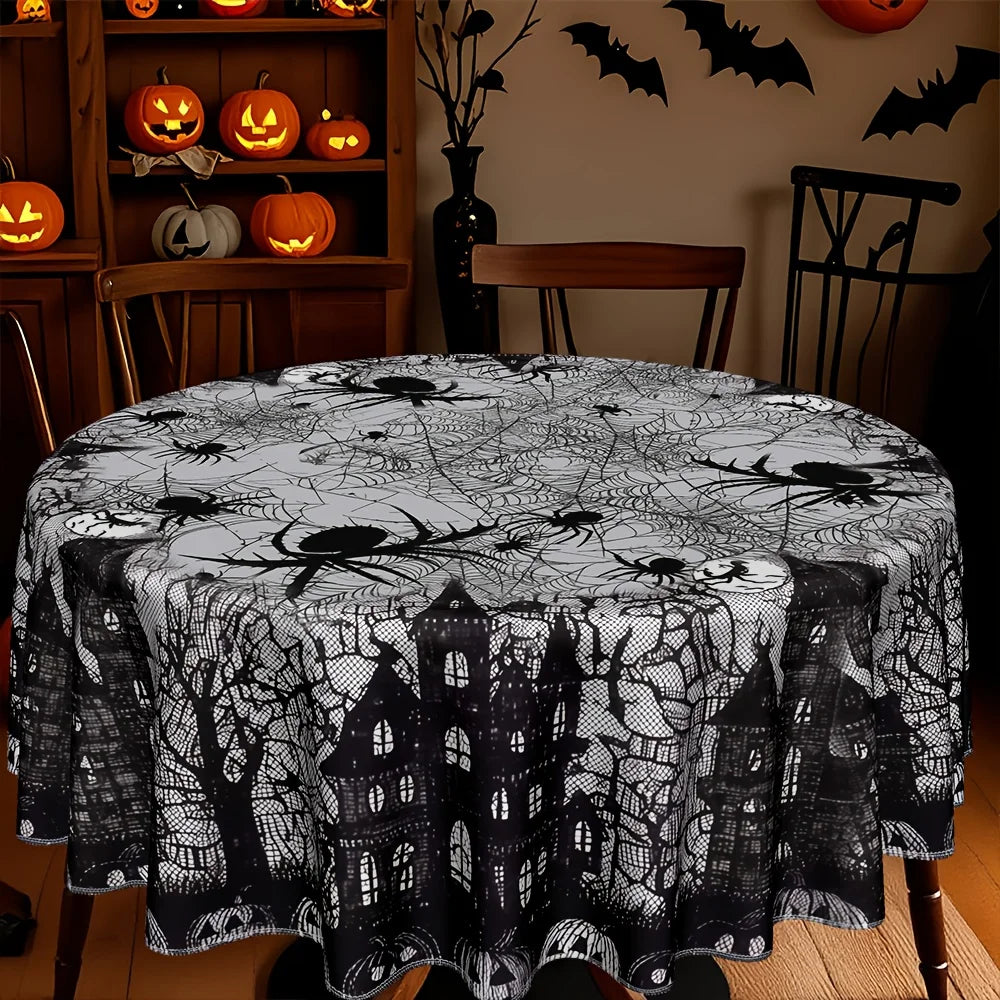 Halloween Spider Tablecloth Gothic Polyester Table Cover-MoonChildWorld