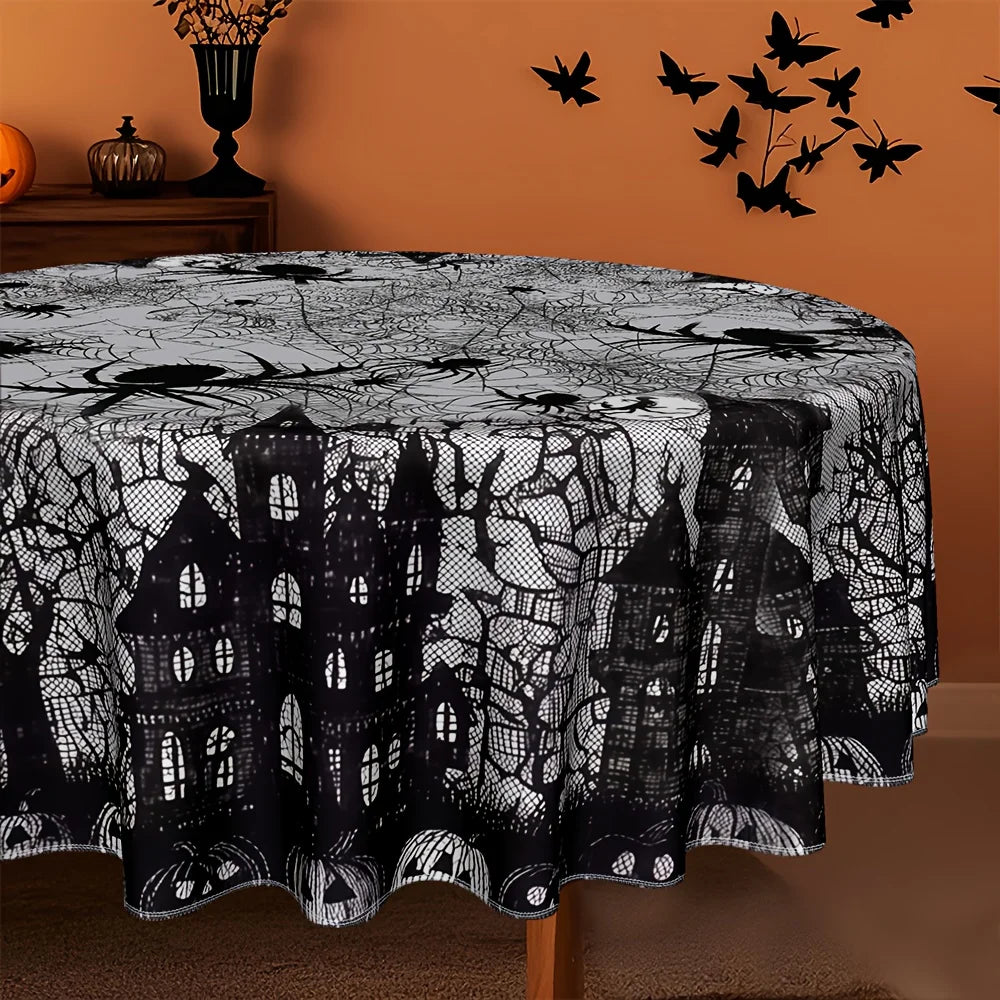 Halloween Spider Tablecloth Gothic Polyester Table Cover-MoonChildWorld