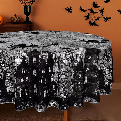 Halloween Spider Tablecloth Gothic Polyester Table Cover-MoonChildWorld