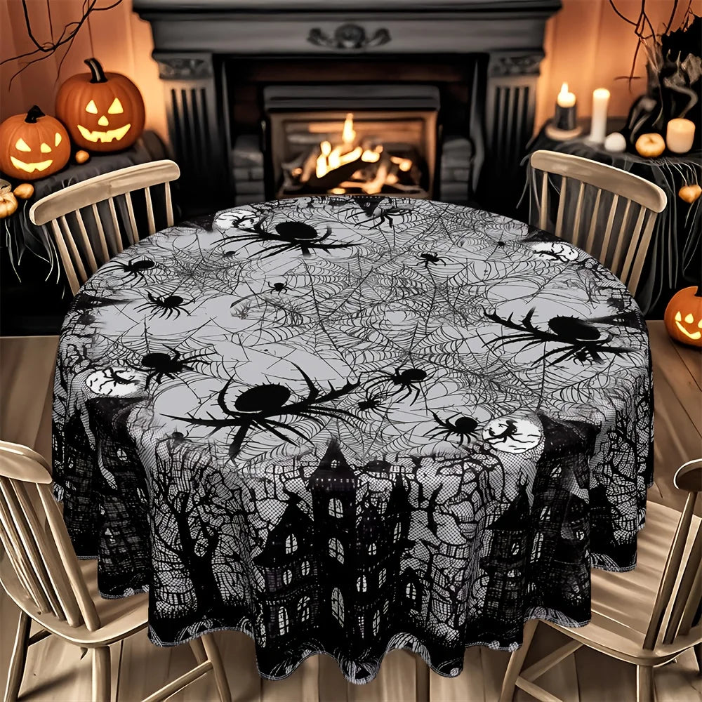 Halloween Spider Tablecloth Gothic Polyester Table Cover-MoonChildWorld