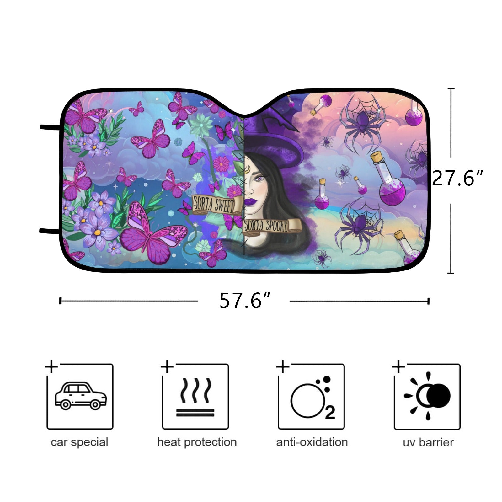 Halloween Spooky Witch Car Sun Shade-MoonChildWorld