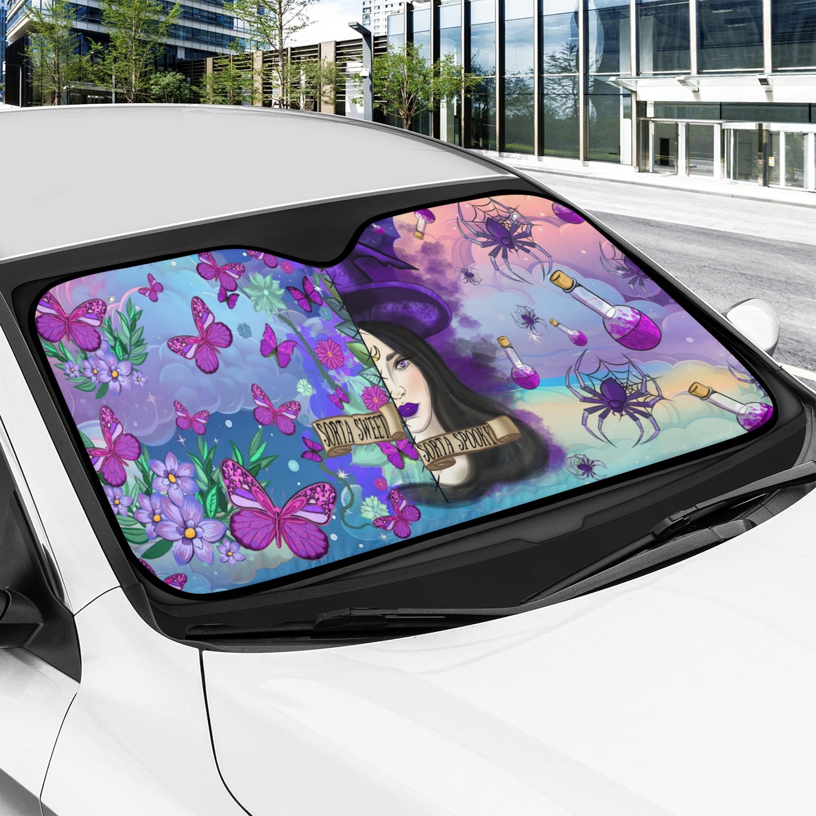 Halloween Spooky Witch Car Sun Shade-MoonChildWorld