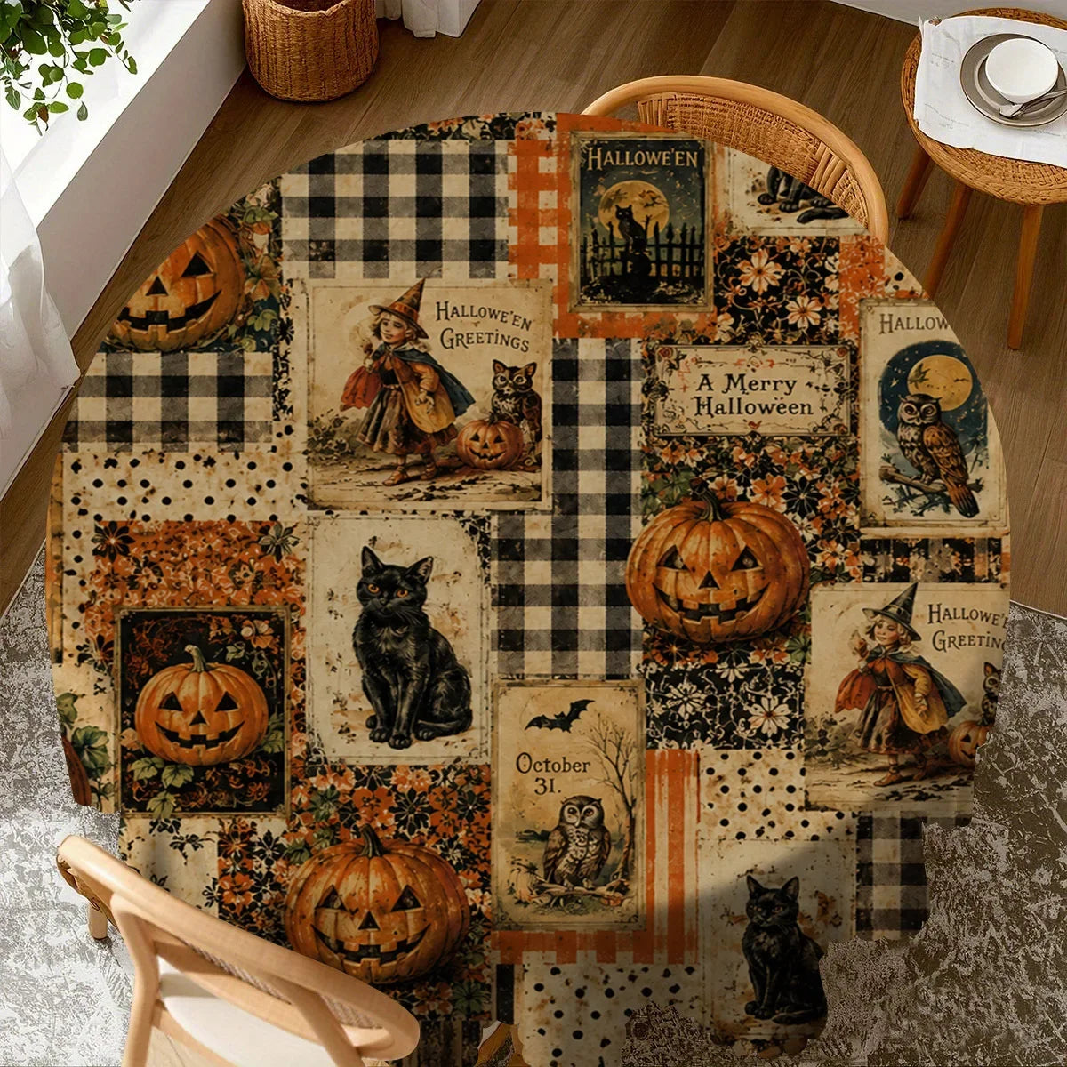Halloween tablecloth for spooky dining and picnic decor