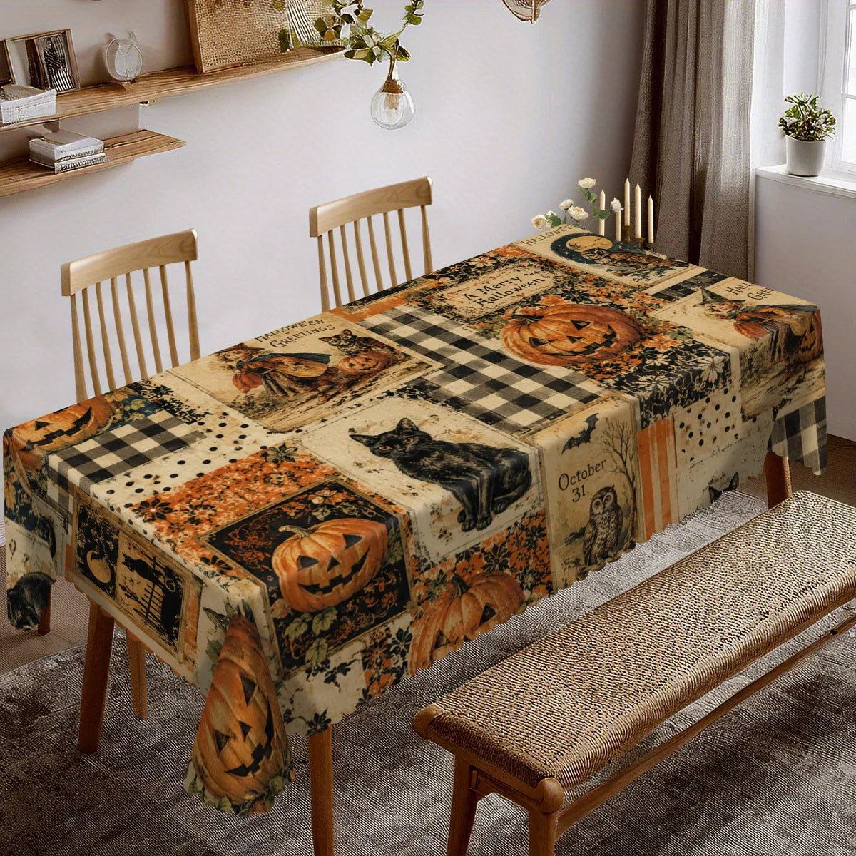 Halloween tablecloth for spooky dining and picnic decor