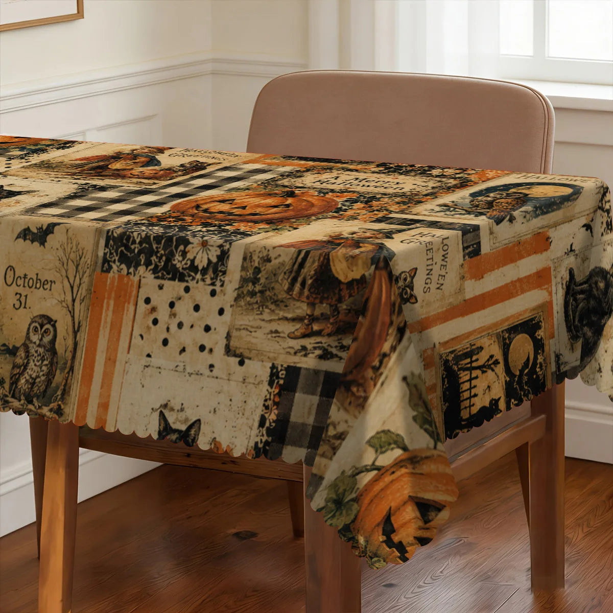 Halloween tablecloth for spooky dining and picnic decor