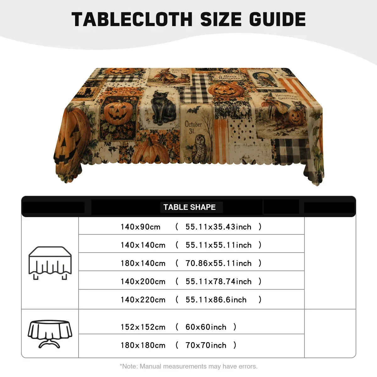Halloween tablecloth for spooky dining and picnic decor