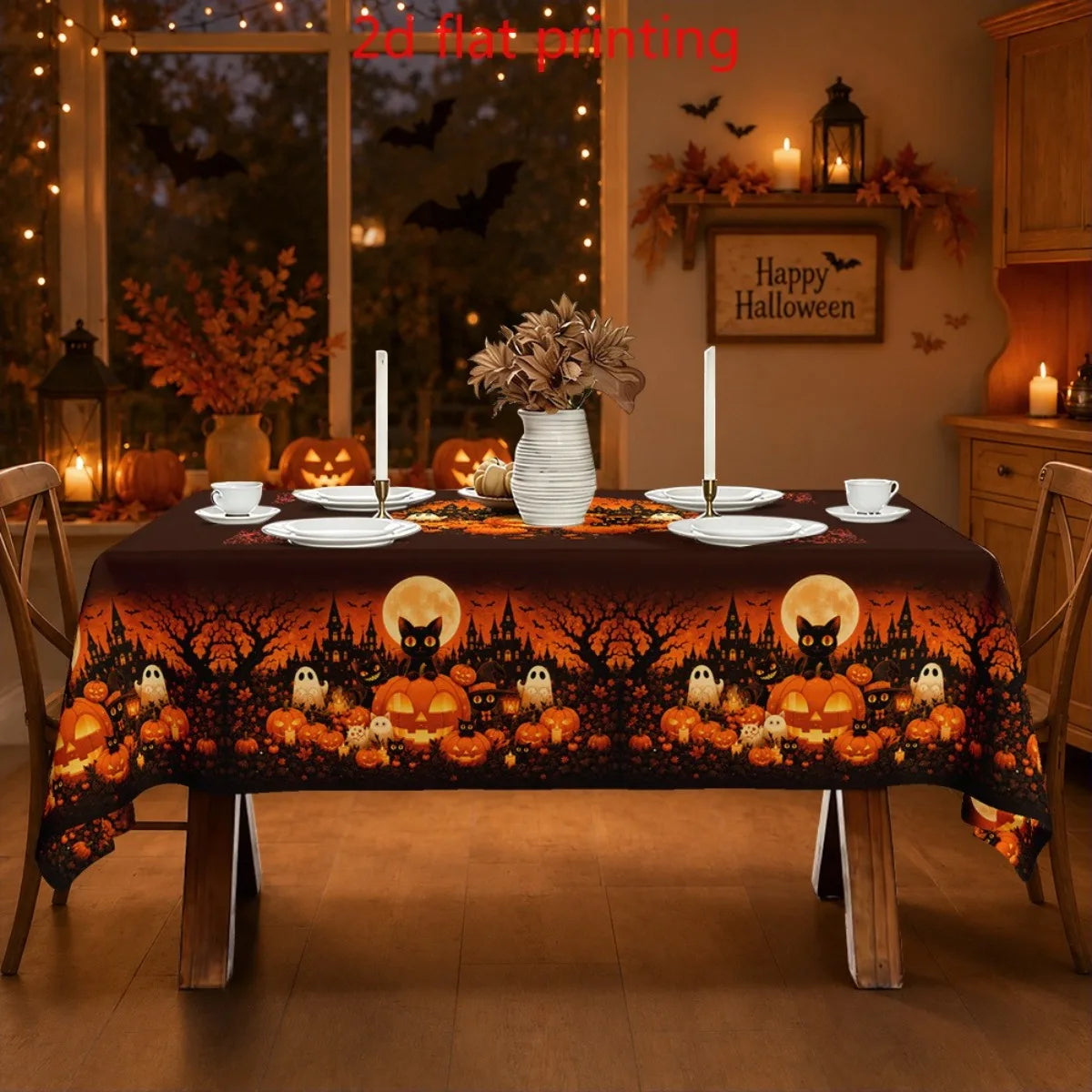 Halloween tablecloth for spooky seasonal table decor