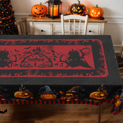 Halloween Theme Rectangle Tablecloth Spooky Dining Table Decor-MoonChildWorld