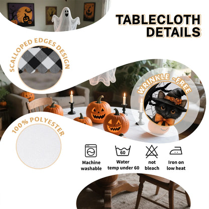Halloween truck tablecloth with rustic pumpkin party decor