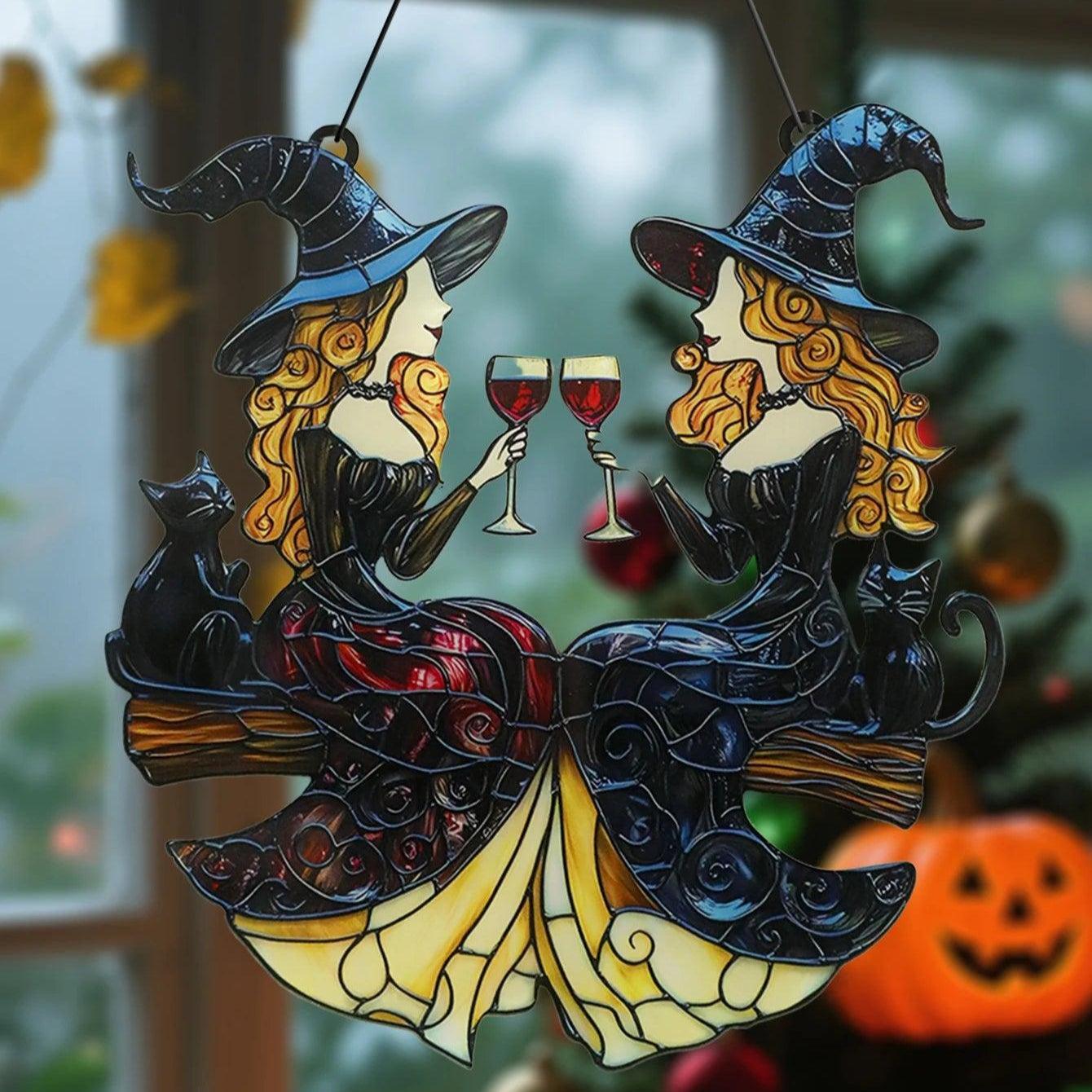 Halloween Witch Acrylic Suncatcher -Witchy Wall Decor Gothic Window Ornament-MoonChildWorld