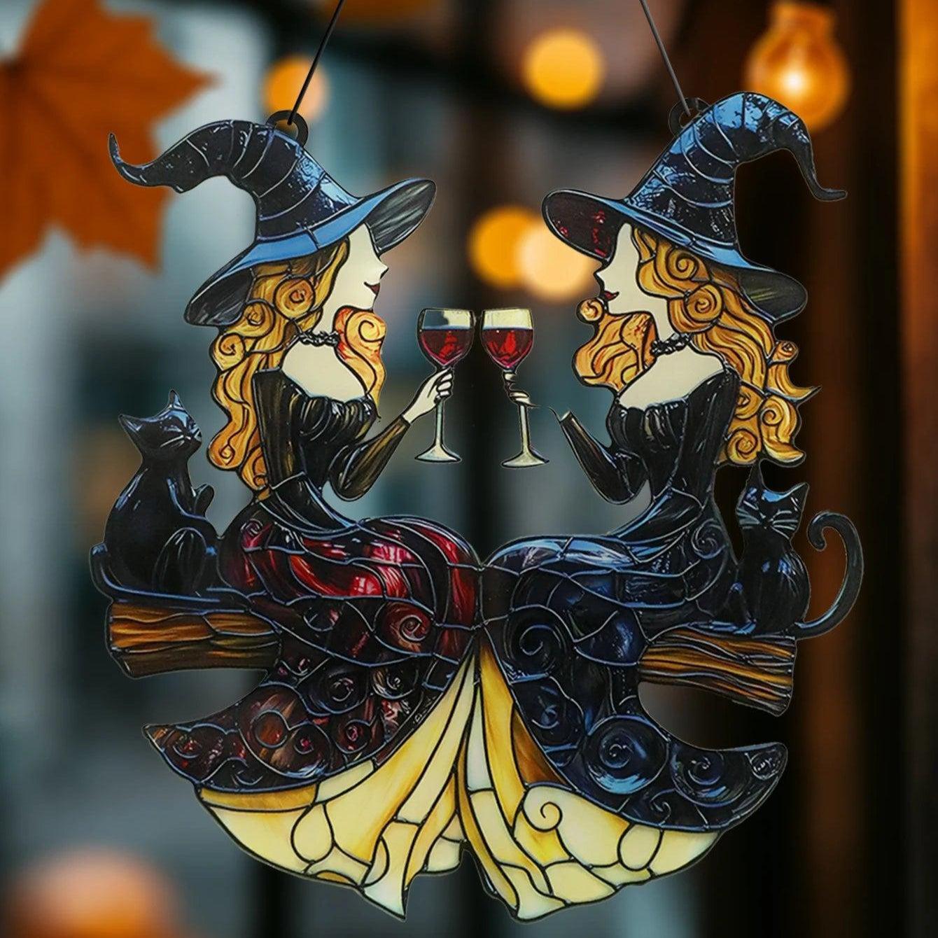 Halloween Witch Acrylic Suncatcher -Witchy Wall Decor Gothic Window Ornament-MoonChildWorld