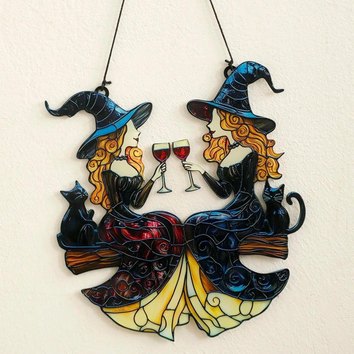 Halloween Witch Acrylic Suncatcher -Witchy Wall Decor Gothic Window Ornament-MoonChildWorld