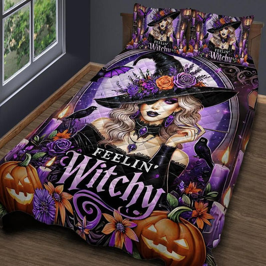 Halloween Witch Feeling Witchy Quilt Bedding Set-MoonChildWorld