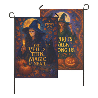 Halloween Witch Garden Flag and House Flag for Pagan Samhain Home Decor-MoonChildWorld