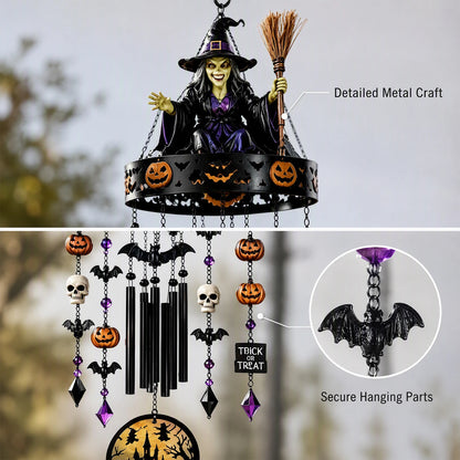 Ghost detail on the weather-resistant Halloween chime