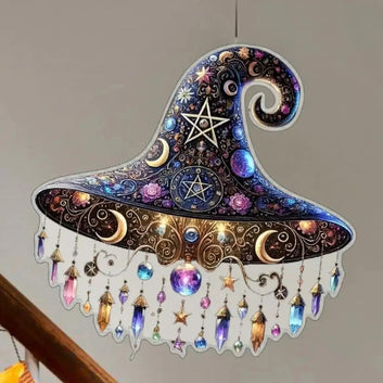 Halloween Witch Hat Ornaments Wall Art Ornament For Halloween Party Decor 2D Holiday Festive Seasonal Decoration For Porch-MoonChildWorld