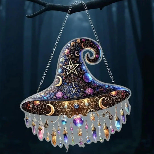 Halloween Witch Hat Ornaments Wall Art Ornament For Halloween Party Decor 2D Holiday Festive Seasonal Decoration For Porch-MoonChildWorld