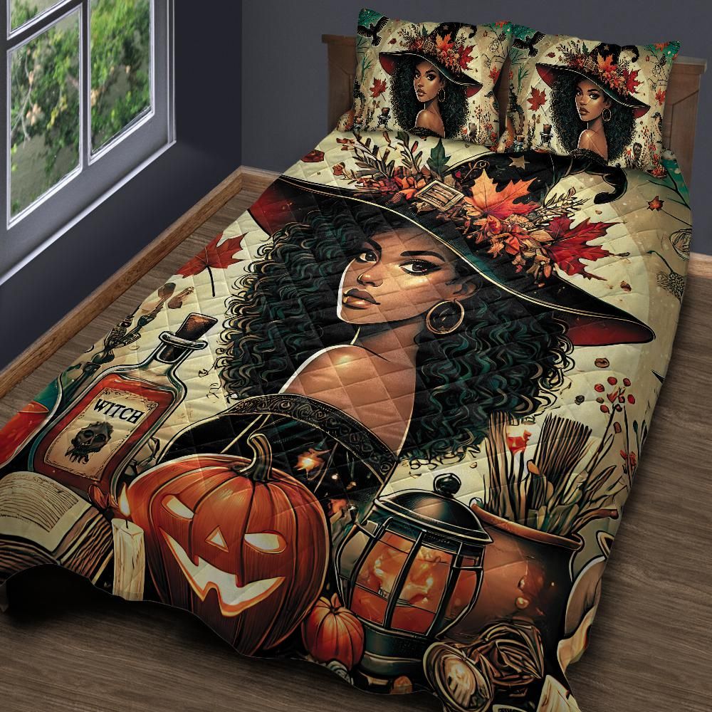 Halloween Witch Quilt Bedding Set for Witchy Home Decor-MoonChildWorld