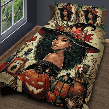 Halloween Witch Quilt Bedding Set for Witchy Home Decor-MoonChildWorld