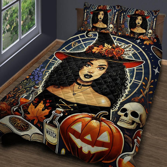 Halloween Witch Quilt Bedding Set for Witchy Home Decor-MoonChildWorld