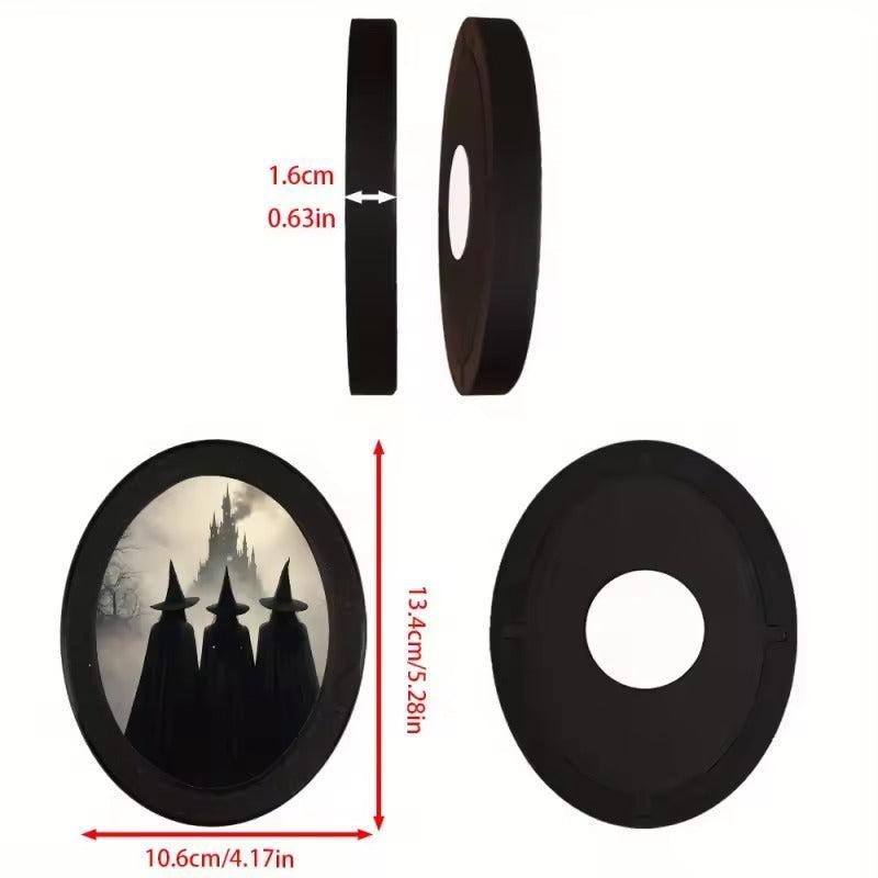 Halloween Witch Silhouette Wall Art - Moon Witch Wooden Oval Frame - Gothic Wall Decoration-MoonChildWorld