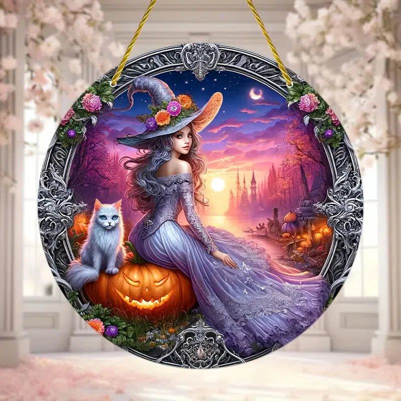 Halloween Witch Suncatcher Enchanting Acrylic Sign-MoonChildWorld