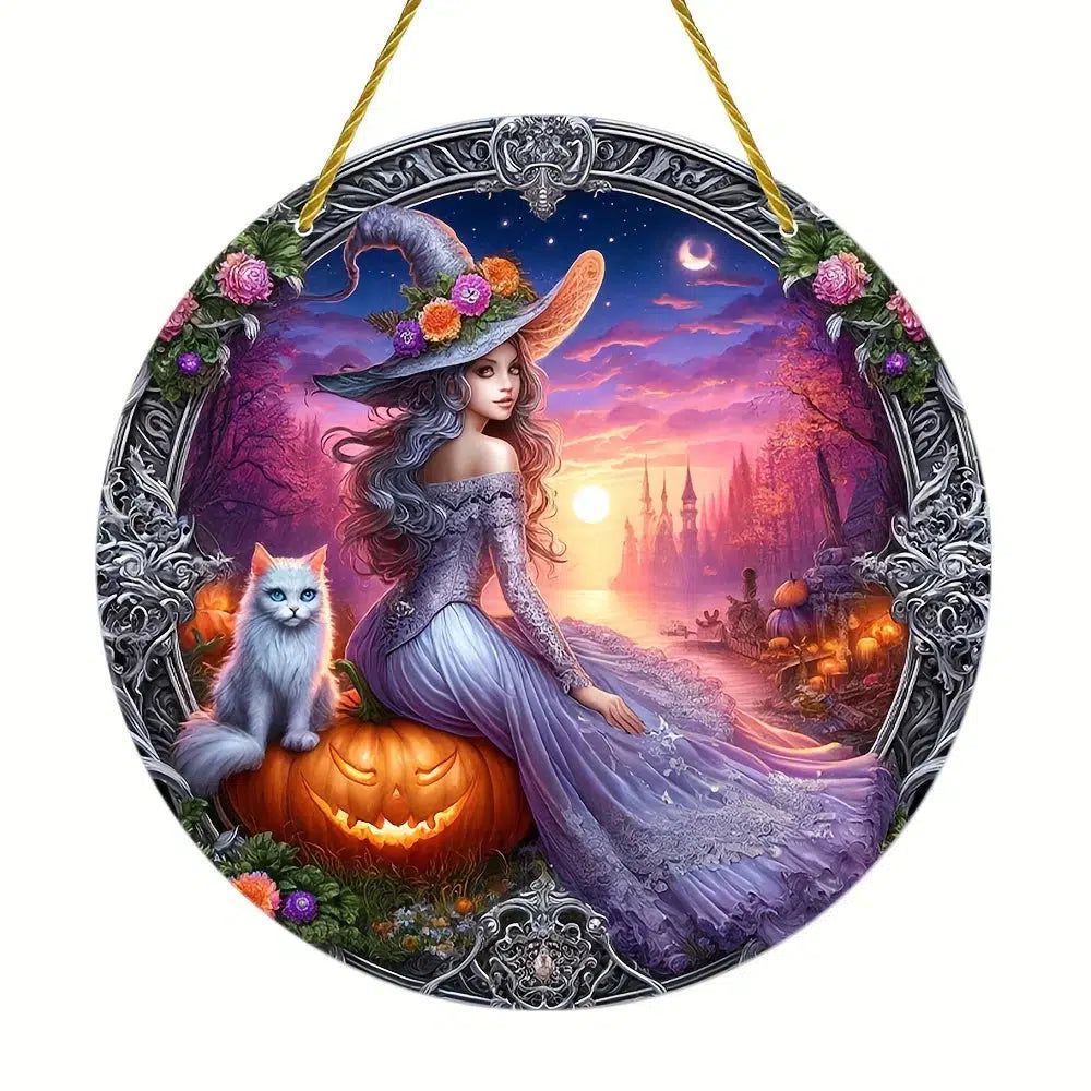 Halloween Witch Suncatcher Enchanting Acrylic Sign-MoonChildWorld