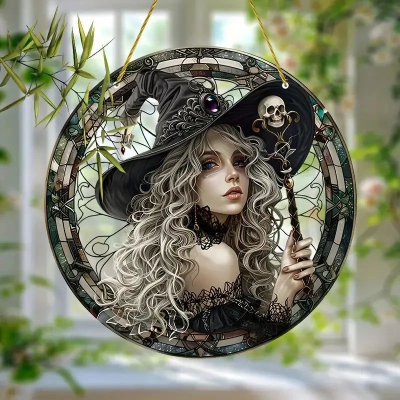 Halloween window decor Witchy suncatcher Gothic Christmas Suncatcher Witch Hanging Ornament-MoonChildWorld