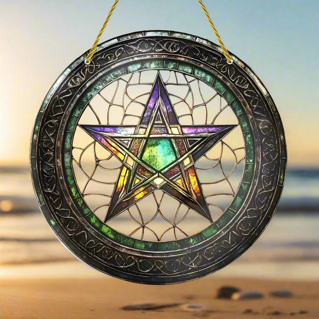 Halloween window decor Witchy suncatcher Gothic Christmas Suncatcher Witch Hanging Ornament-MoonChildWorld