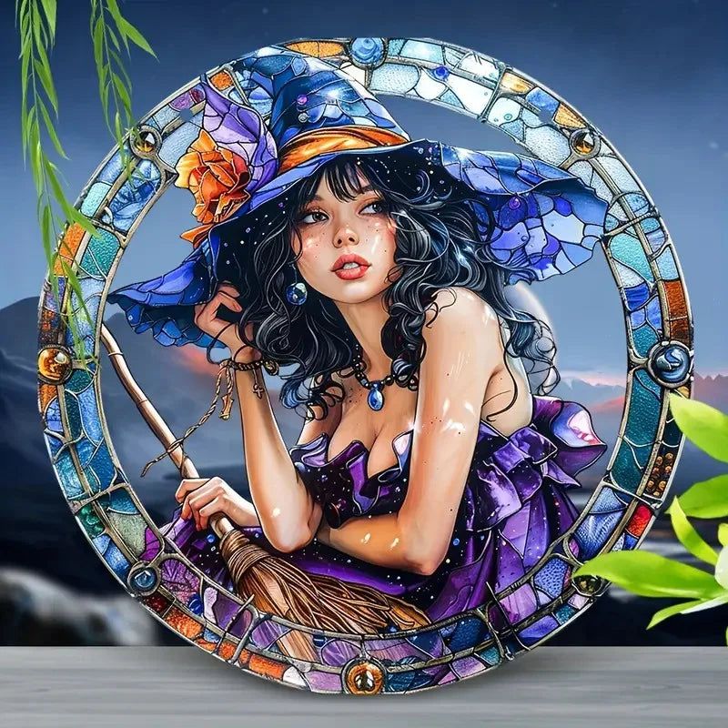 Halloween window decor Witchy suncatcher Gothic Christmas Suncatcher Witch Hanging Ornament-MoonChildWorld