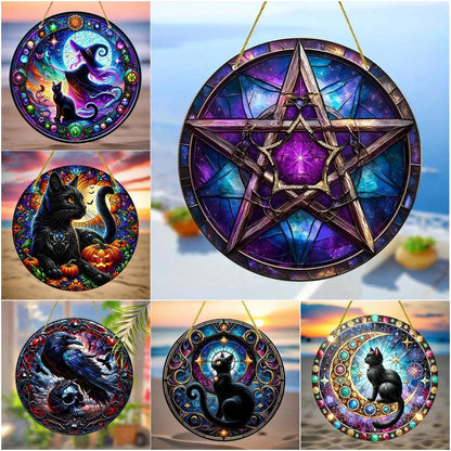 Halloween window decor Witchy suncatcher Gothic Christmas Suncatcher Witch Hanging Ornament-MoonChildWorld