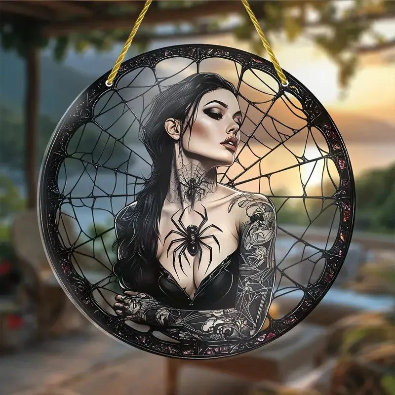 Halloween window decor Witchy suncatcher Gothic window art Witch Hanging Ornament-MoonChildWorld