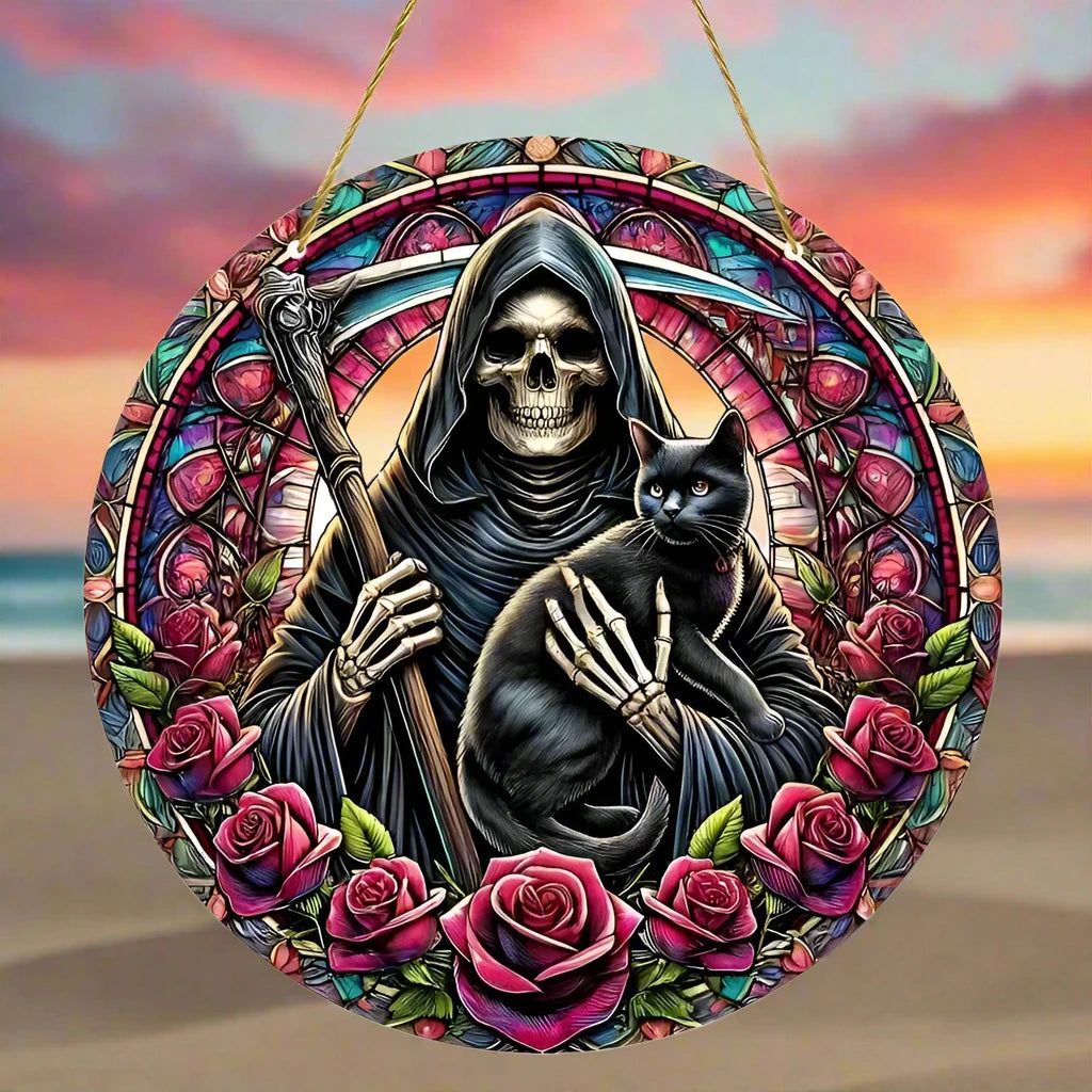 Halloween window decor Witchy suncatcher Gothic window art Witch Hanging Ornament-MoonChildWorld