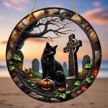 Halloween window decor Witchy suncatcher Gothic window art Witch Hanging Ornament-MoonChildWorld