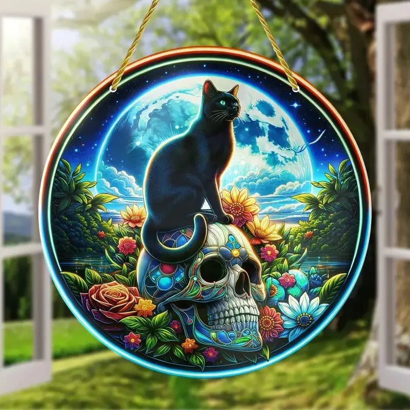 Halloween window decor Witchy suncatcher Gothic window art Witch Hanging Ornament-MoonChildWorld