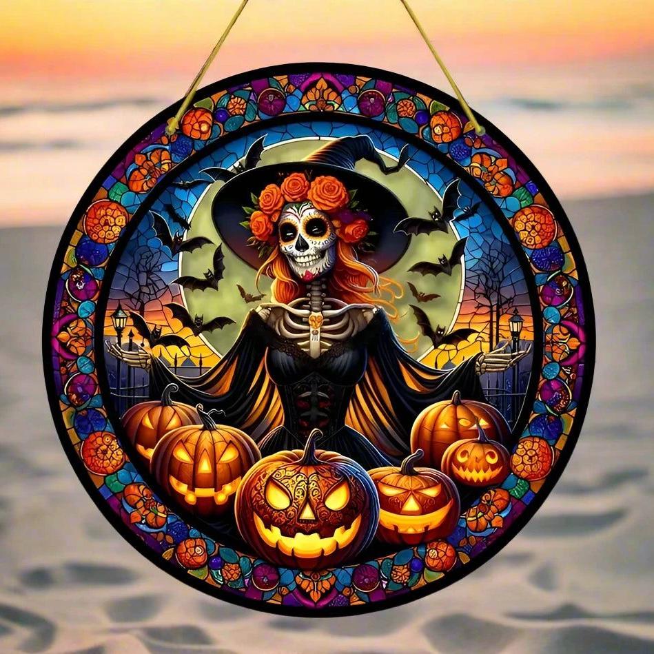 Halloween window decor Witchy suncatcher Gothic window art Witch Hanging Ornament-MoonChildWorld