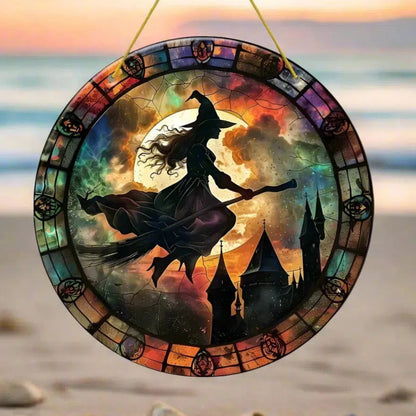 Halloween window decor Witchy suncatcher Gothic window art Witch Hanging Ornament-MoonChildWorld