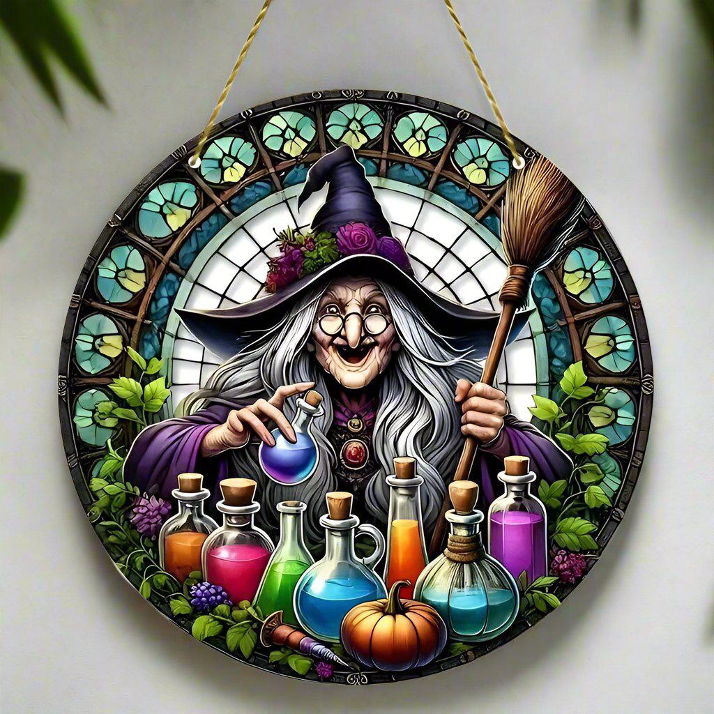 Halloween window decor Witchy suncatcher Gothic window art Witch Hanging Ornament-MoonChildWorld