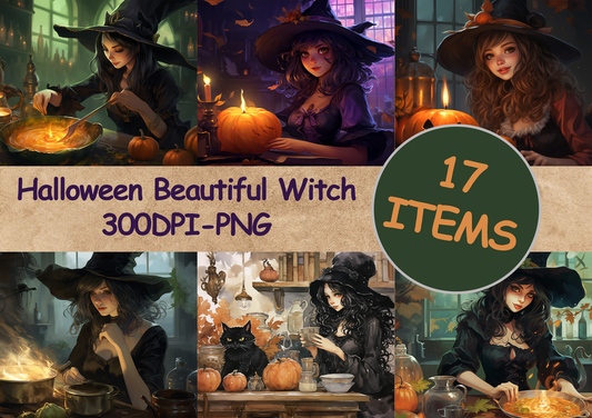 Halloween beautiful witch Digital Art