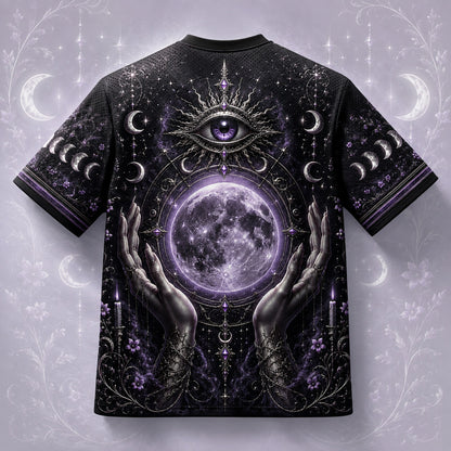 Hands Holding The Moon T-Shirt All Seeing Eye Celestial Tee back view