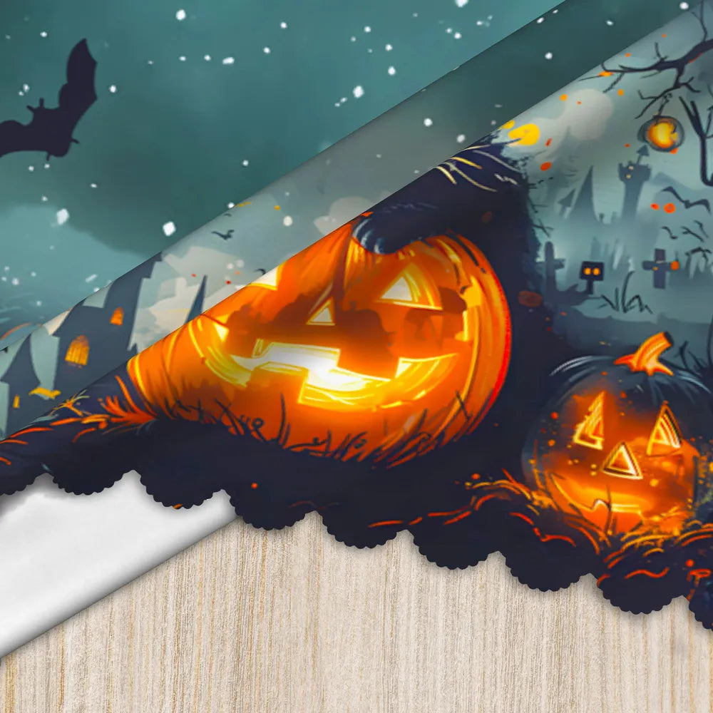 Happy Halloween Rectangle Tablecloth Spooky Party Table Decor-MoonChildWorld