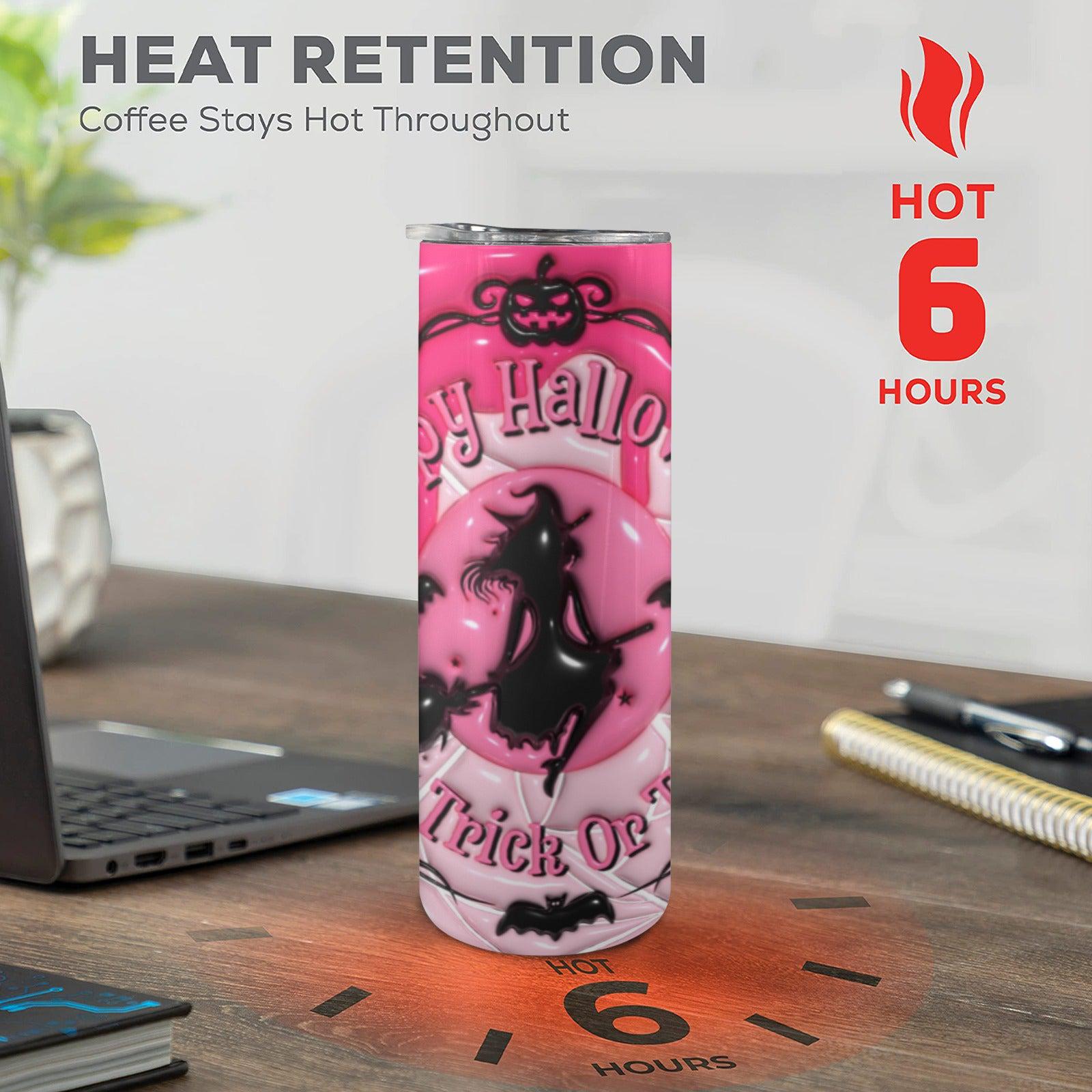 Happy Halloween Skinny Tumbler with Lid and Straw-MoonChildWorld