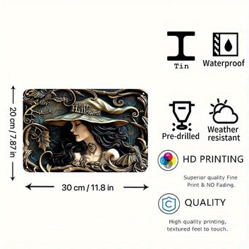 Happy Halloween Witch Metal Sign Halloween Welcome Sign-MoonChildWorld