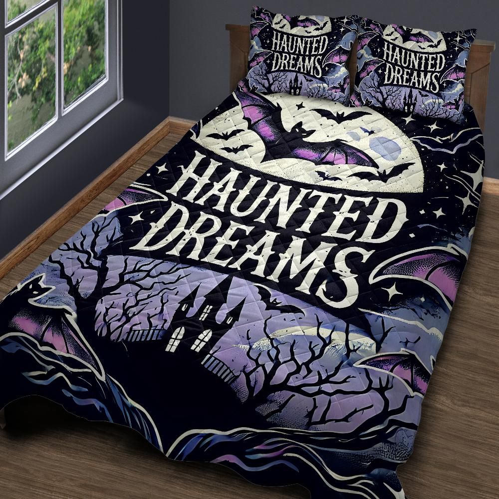 Haunted Dreams Halloween Gothic Bat Quilt Bedding Set-MoonChildWorld